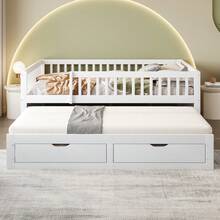 Bed Frames - White + Wood + 140cm*200cm - View 2