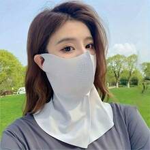 1 Women's Summer Breathable Full-Face Mask With Neck Protection & Attached Sun Hat, Great For Summer Travel - Grey - View 9