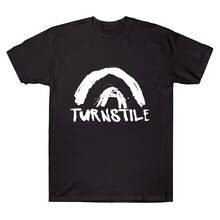 Turnstiles DOUBLE RAINBOW Tee Turnstiles Band Shirt Short Sleeve T-Shirt Unisex Cotton Clothing Graphic Print Rock Streetwear Y2K - 黑色 - 查看 1
