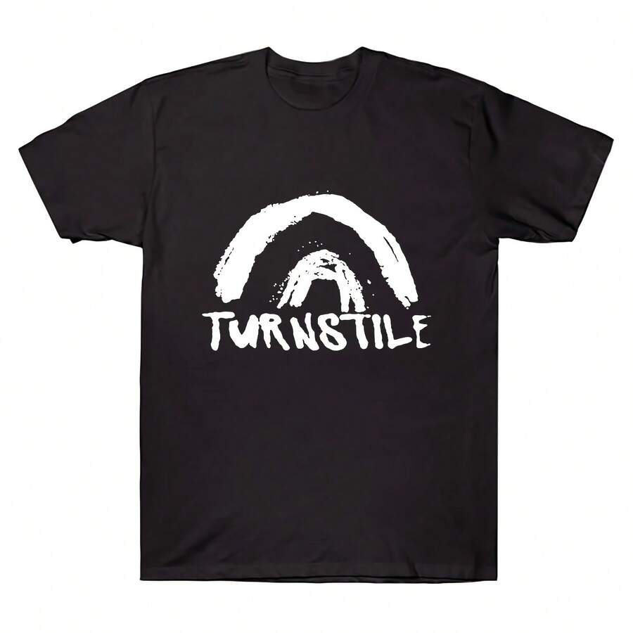 Turnstiles DOUBLE RAINBOW Tee Turnstiles Band Shirt Short Sleeve T-Shirt Unisex Cotton Clothing Graphic Print Rock Streetwear Y2K - 黑色 - 查看 1