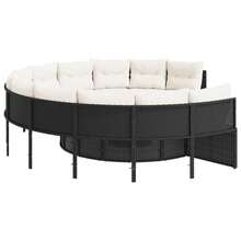 vidaXL Gartensitzgruppe Mit Tisch Und Runden Kissen, Schwarz Poly-Rattan - Black - View 6