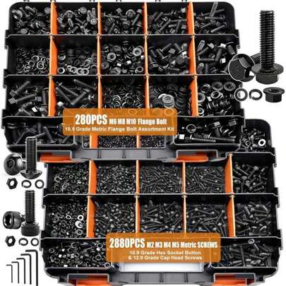 Mankk 312PCS Hex Bolts And Nuts Assortment Kit,4 Sizes (1\/4-20,5\/16-18,3\/8-16,1\/2-13") 304 Stainless Steel Hex Bolts And Nuts Washers Kit Hardware Screws Set Flat &Amp; Spring Lock Washers