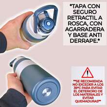 Botella Deportiva De Acero Inoxidable Con Agarradera, PYA-15, Vaso para gym, Termo térmico de acero inoxidable, Vaso con tapa aislante, Termo portátil con agarradera, Botella deportiva con excelente diseño y estilo, botella aislante, capacidad de 800 ml, - Verde Oscuro - Ver 9