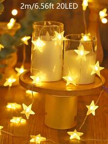 1 dây đèn LED trang trí hình sao trong nhà, dài 1/2/3/4/5m, sử dụng 2 pin AA (không bao gồm), chất liệu nhựa, đèn LED trang trí phòng ngủ, đèn trang trí cây thông Noel, đèn trang trí sân vườn, đèn trang trí tường phòng hình sao. - DẪN ĐẾN - Xem 17