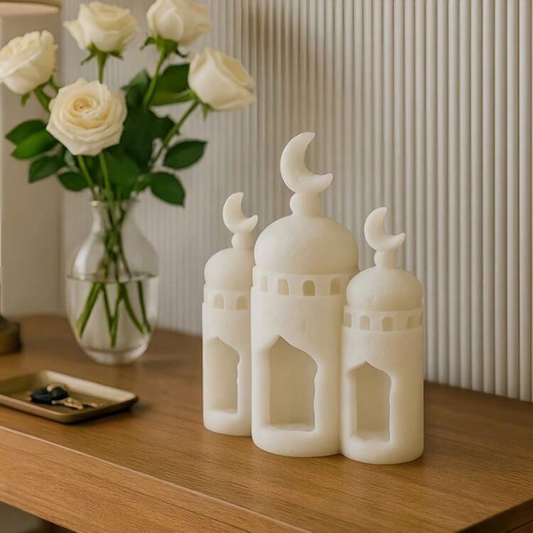 Eid Al-Fitr Home Decor Collectible, Islamic Castle Building Resin Statue Ornament, Suitable For Living Room & Study, Best Eid Al-Fitr Gift - 1PC - View 3