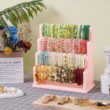 Emfogo Bracelet Holder, 4 Tier Bracelet Organizer Storage For Bracelets Bangles Watch Scrunchies, Rustic Wood Jewelry Organizer Display For Home, Vendors, Craft Shows And Store(Pink) - Hồng - Xem 6