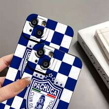 Logotipo del Pachuca Club de Fútbol sobre fondo a cuadros. Esta elegante funda es compatible con Samsung, Apple, OPPO, , etc. Fabricada en TPU flexible, resistente a golpes y arañazos, ofrece una excelente protección contra caídas y un agarre cómodo. Es un regalo ideal para familiares, amigos y seres queridos, ideal para festivales, San Valentín, , funda para iPhone y funda negra. - Negro - Ver 8