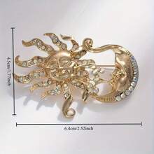 Celestial Double Brooch - Gold Sun And Moon Evening Dress Accessory - A - 查看 8