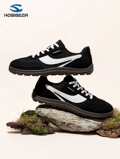 HOBIBEAR Plus Size Women's Fashionable Yellow Lace-Up Sneakers, Casual Sports Shoes For Outdoor/Street/Campus Wear