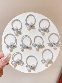 10pcs Sweet Silver Butterfly Pearl Rings, Suitable For Daily Wear - Multicolor - View 8