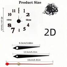 Reloj de pared grande de 16"/36"/47" de diseño moderno, reloj de cuarzo 3D/2D DIY, pegatina de espejo acrílico de moda, decoración del hogar para sala de estar, oficina, regalo - Multicolor - Ver 11