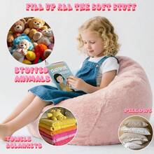 LPMOERA Fluffy Faux Fur Bean Bag Cover No Filler Stuffed Animal Bean Bag Storage Comfy Bean Bag Covers For Dark GrayChildren's Growth Games, Fun And Joyful, Essential For Childhood - 限深灰色封面 - 查看 4