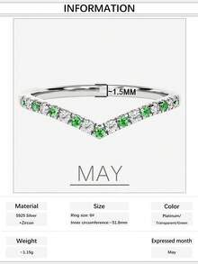 1pc Luxury S925 Sterling Silver V-Shaped Vita Chroma Ring With 12 Birthstones, Suitable For Women, Wedding, Gift For Girlfriend, Holiday - V-shaped - View 49