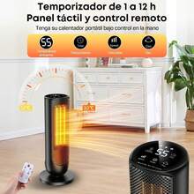 Calentador Electrico,  Calefactor Electrico para Hogar, 3 Niveles Rotación de Aire 85° con Protección Contra Sobrecalentamiento y Vuelco, Calentador Electrico Baño pare Dormitorios Oficina - por defecto - Ver 5
