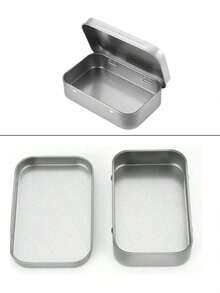 1pc Flip-Top Metal Tin Box, Portable Small Container, Mini Storage Box With Solid Hinge Lid, Suitable For Storing Thumbtacks, Nail Art, Beads, Earrings And Jewelry Crafts, Great For Women's Organization, Travel Essential, Back To School Dorm, Autumn Decor - Silver - View 9