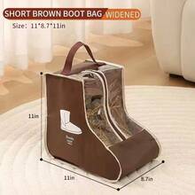 1个/2个/3个旅行鞋袋，靴子收纳袋，防尘踝靴保护袋带提手，便携式防水短靴，男女鞋履收纳整理袋（踝靴） - 棕色 - 查看 3