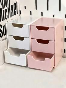 3-Layer Drawer Storage Box, Used For Storing Jewelry, Hair Accessories, Earrings And Small Items, Furniture Office Study Desk Organizer, Jewelry Storage Box, Drawer-Style Cosmetic Organizer, Bedroom Decor Desk Organizer, Home Desk Drawer Storage, Suitable For Women - Multicolor - View 2