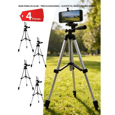 4 piezas Trípode Resistente con Cabeza Panorámica - Estructura de Aluminio de Alta Resistencia, Altura Ajustable, Base Ancha y Estable,Trípode Plegable y Portátil, Adecuado para Cámaras DSLR, Streaming, Vlogging, Tabletas, Cámaras de Acción,Trípode con Mango Ergonómico y Q.