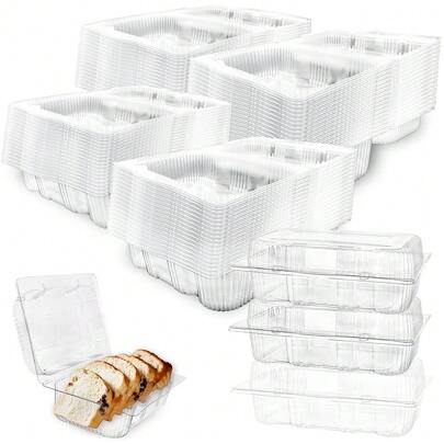120 Pcs Clear Plastic Hinged Food Containers 7.2 X 4.9 X 2.5 Inch Disposable Transparent Bakery Boxes Clamshell Take Out Loaf Containers For FSandsswich Cookies Pastry Dessert