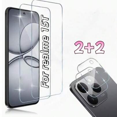 （2+2）4件套，适用于15T Pro/15T/GT 7/GT 7 Pro，2片曲面钢化玻璃屏幕保护膜+2片透明高清摄像头镜头保护膜，超清晰摄像头镜头保护膜，镜头保护膜，保护膜，全覆盖，易于安装，屏幕保护膜