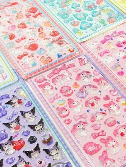 Embossed Gem Stickers, Diamond Phone Case Decorative Stickers, Cute DIY Handmade Diary Stickers, Cute Creative Stickers, Phone Stickers, Cartoon Style Phone Case Decorative Stickers, Luggage Stickers (Random Color)
