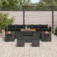 vidaXL 13-Teiliges Garten-Sofa-Set Mit Kissen, Schwarz Poly-Rattan - Negro - Ver 3
