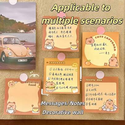 30pcs/50pcs Cute Capybara Self-Adhesive Memo Pad, Random Style, Suitable For Office, Home, School Notes And Reminders, Convenient For Organization, Office Supplies, School Supplies, Educational Rewards, Party Favors