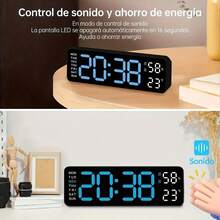 1pc Minimalist Large Screen LED Wall Mounted/Freestanding Multi-Function Silent Living Room Clock Displaying Time, Date, Temperature, Humidity With Large Font - Multicolor - View 10
