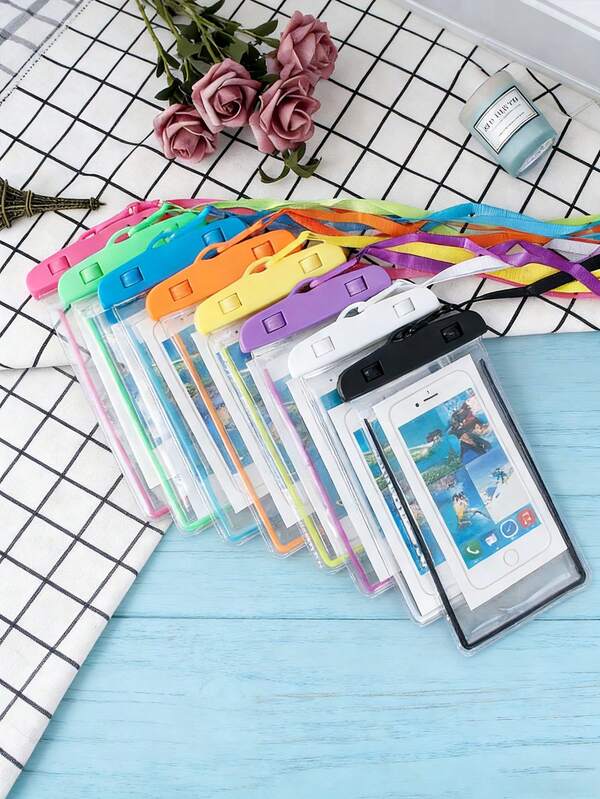 1/2/6pcs Waterproof Phone Pouch, Touch Screen, Underwater Photography Waterproof Case, Suitable For Water Activities, Beach, Swimming, Surfing And Drifting. Can Be Used As Travel Organizer Bag, Cosmetic Bag, Makeup Bag, Vacation Storage Bag, Large Capacity Cosmetic Storage Box To Hold Lipstick, Makeup Brushes, Skincare, Phone, Coins, Small Items