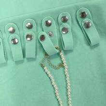 UnionPlus Velvet Travel Jewelry Case Roll Bag Organizer For Necklace, Ice Gre1en - IceGre1en - 查看 6