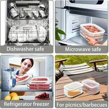 1 pièce Boîte de conservation alimentaire transparente et empilable avec couvercle étanche, convient pour le réfrigérateur/congélateur pour ranger le bacon, le jambon, le fromage, la viande, la volaille, les fruits de mer, gain de place - Multicolore - Voir 6