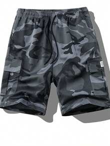 男士户外休闲工装裤，时尚迷彩轻便长裤，适合旅行、户外徒步、情侣穿着，百慕大短裤 - 灰色 - 查看 7