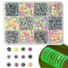 500pcs/Box Glow-In-The-Dark Letter & Number Beads, Spacer Beads For DIY Necklace, Bracelet, Craft, Jewelry Making - 500 Pieces Per Box Of Letter  Face Beads - View 10