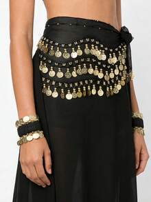 1pc Women's Belly Dance Coin Waist Chain, Dance Performance Waistband, Practice Outfit Coin Hip Scarf - Multicolor - View 7