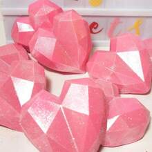 3D钻石心形硅胶模具，几何心形巧克力模具，DIY冰淇淋、蛋糕、甜甜圈、冰棒、慕斯、糖果，情人节礼物 - 彩色 - 查看 6