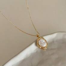 1 Pair Irregular Geometric Pearl Necklace Suitable For Women To Wear Both Elegant And Practical, Ideal For Daily Wear, Also Great As A Holiday Gift Or Special Occasion Decoration - 金色 - 查看 9