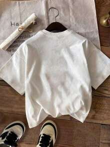 Camiseta feminina casual de verão para o Dia das Mães, com estampa camuflada e gola redonda, manga curta, branca, com a palavra "MAMA" em branco. - Branco - Ver 2