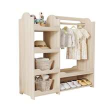 Children's Wardrobe With Hanging Rail And 4 Shelves, Storage For Children's Room, Freestanding Wardrobe In Natural Wood, 110 X 39 X 110 Cm - Natural Color - View 1