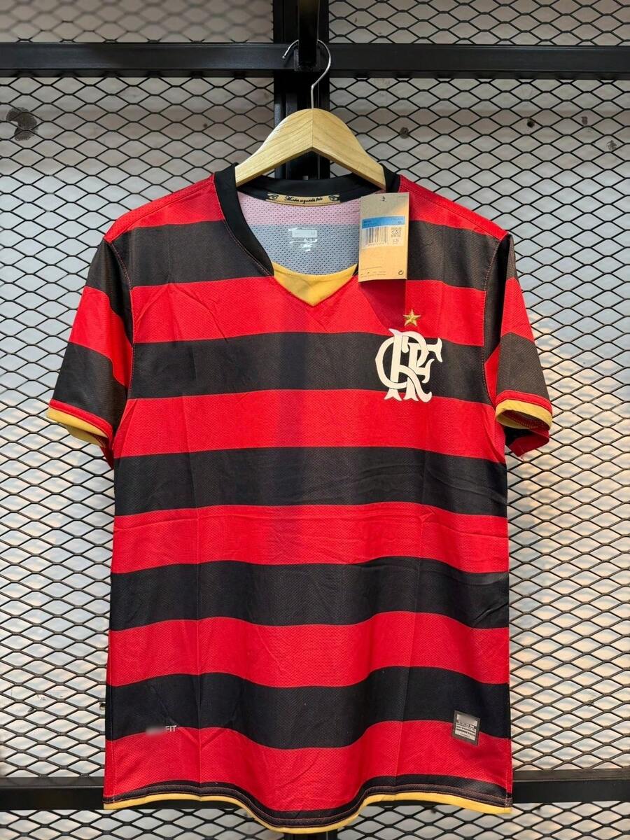 Flamengo 2009 Adriano 10 Retro Striped Jersey T-Shirt, Sacred Mantle - màu đen - Xem 1