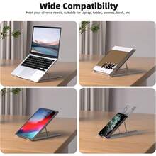 Podstawka pod laptopa, podstawka chłodząca na biurko, składana, przenośna, regulowana, aluminiowa, do laptopa, tabletu i biura - Wielokolorowe - Zobacz 2