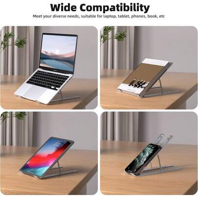 笔记本电脑支架增高架桌面安装散热垫可折叠便携式可调节铝合金支架，适用于笔记本电脑、平板电脑、办公用品