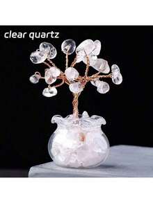 1pc Natural Crystal Mini Glass Wishing Bottle With Lucky Tree Healing Stone, Polished Gemstone Decor, Birthday Gift, Positive Energy & Good Wishes, Christmas Gift, Spring Garden Decor - Small Flowering Tree In a Fish Tank - View 17