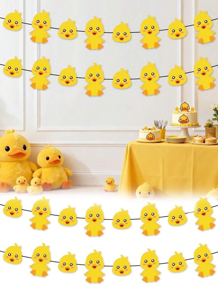 8 lá cờ/biểu ngữ trang trí hình vịt cao su, đồ trang trí sinh nhật vịt cao su, cờ/biểu ngữ giấy hình vịt cao su dùng cho tiệc sinh nhật, trang trí nhà cửa, phòng khách và ngoài trời. - Nhiều màu - Xem 1