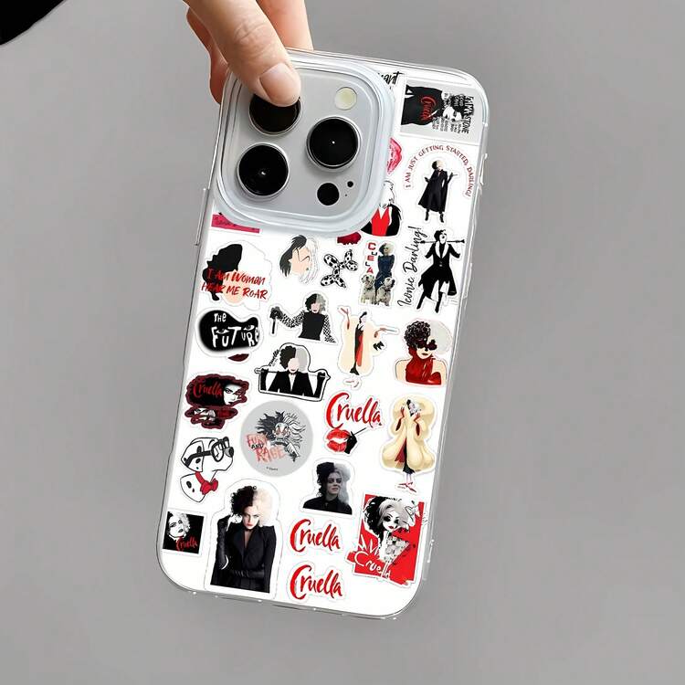 Funda para teléfono con pegatina artística de  compatible con  17,  16 Pro Max,  15 Pro Max,  13 y  12 Diseño único y elegante, perfecto para los fanáticos de las declaraciones de moda audaces Resistente al agua, a las caídas y a los arañazos Un gran regalo para familiares, amigos, amantes, novios/novias y el Día de San Valentín - Blanco - Añade 5