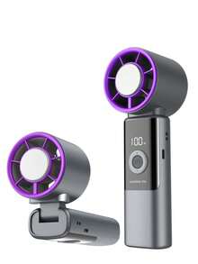 Foldable Chilling High-Speed Fan - Handheld Fan, Built-In 3600mAh Battery, Long Battery Life, Pocket Size, Battery Or USB Powered, 199 Wind Speed Settings, Press 3s To Activate Cooling Mode, Mini USB Portable - Multicolor - View 12