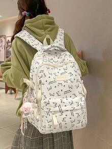可爱自然星形图案背包，轻便大容量，适合初中女生 - A - 查看 3