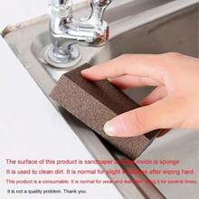 Esponja mágica de emeri marrón para limpieza de utensilios de cocina, lavado de platos, eliminación de manchas, descalcificación, eliminación de óxido y fregado. Paquete de 1/5 unidades, reutilizable, fácil de usar y herramienta de limpieza eficiente adecuada para limpiar superficies difíciles - Borrador de esponja de diamante - Ver 5