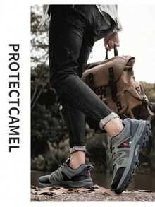 加大码男士徒步鞋，户外登山鞋，登山运动鞋，双层抓绒+TPR鞋面，系带防滑橡胶鞋底，适合户外徒步、狩猎等各种活动，四季皆宜 - 灰色 - 查看 7