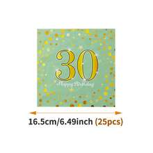 30th Birthday Gold Dot On Green Disposable Plate, Napkin, Cup Set, Serves 10 Guests, Disposable Paper Plates Party Supplies Suitable For Birthday, Wedding, Party, Family Picnic - Multicolor - View 10