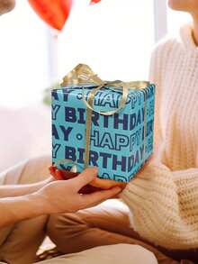 1 Roll Happy Birthday Gift Wrapping Paper - Vintage Striped Kraft Paper With Gold Glitter Accents, High-Quality DIY Party Decor For Weddings, Birthdays, Graduations, Thanksgiving, Birthday Parties, Holiday Gift Wrapping, Elegant Presentation, Craft Supplies For Holidays - Multicolor - View 6